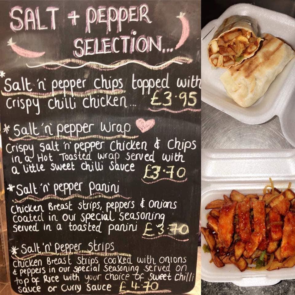 Menu at Sandwich City cafe, Burnley
