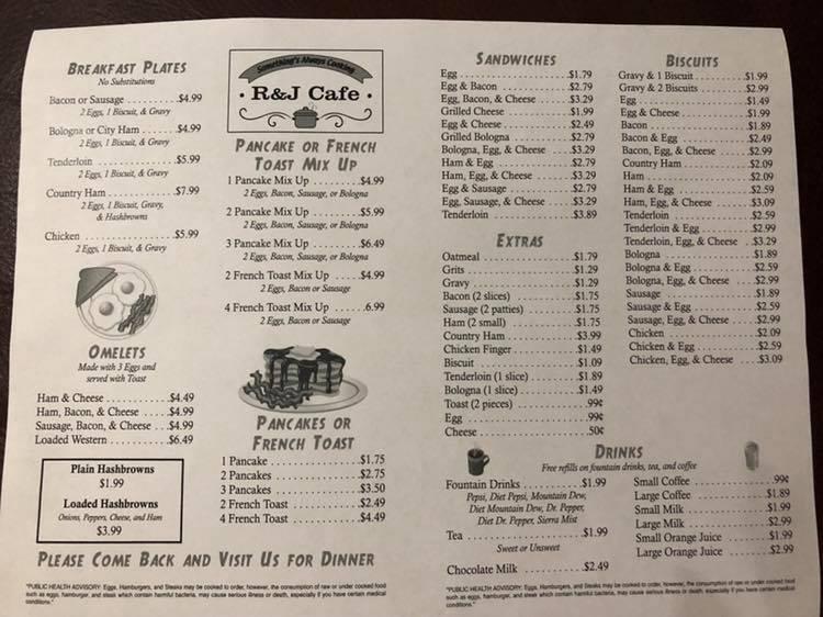 Menu at Mr. Sams Cafe, Skyline