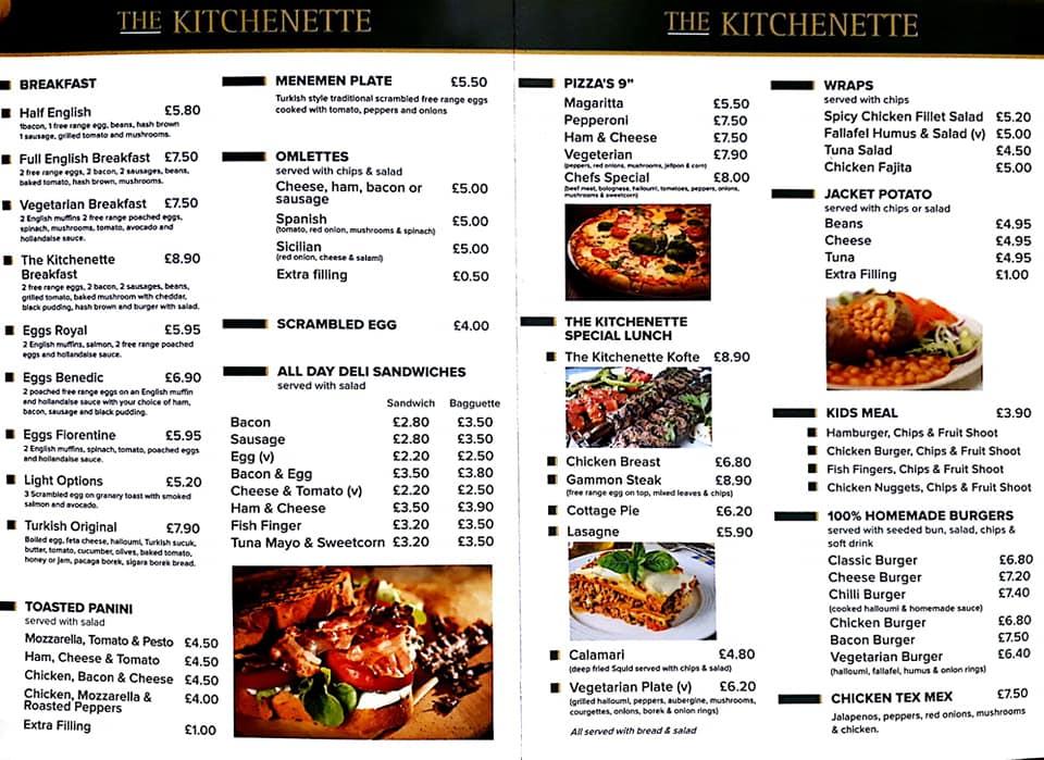 Menu at The cafe, Crawley