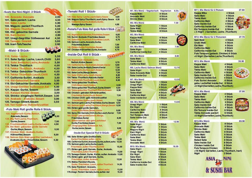 Speisekarte von Asia NiNi & Sushi Bar, Essen