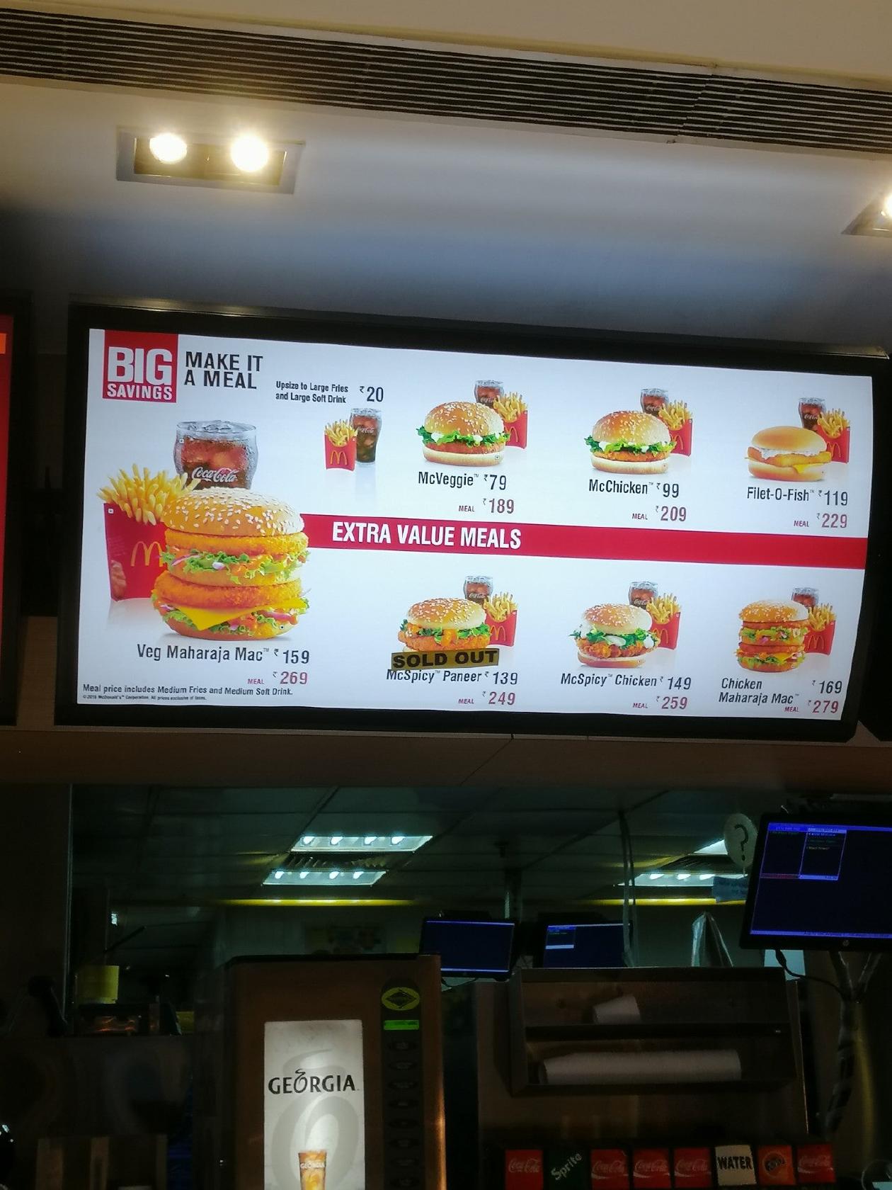 Menu At Mcdonald's, Chandigarh, Elante Mall