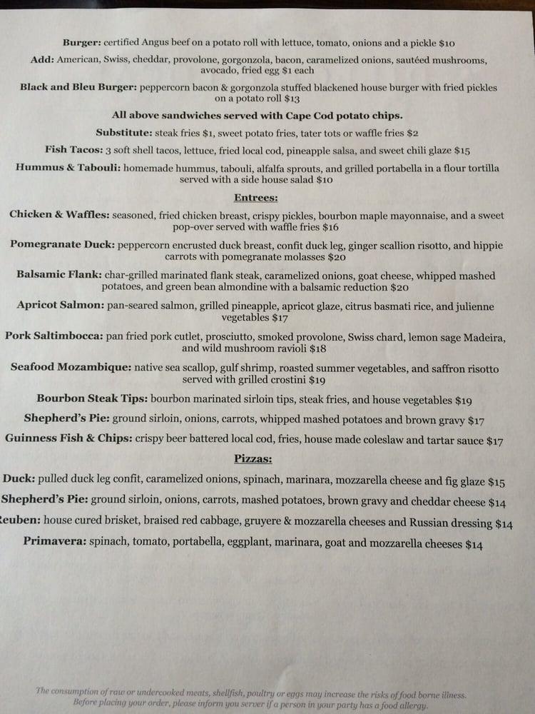 Menu at Dillon's Local restaurant, Plymouth