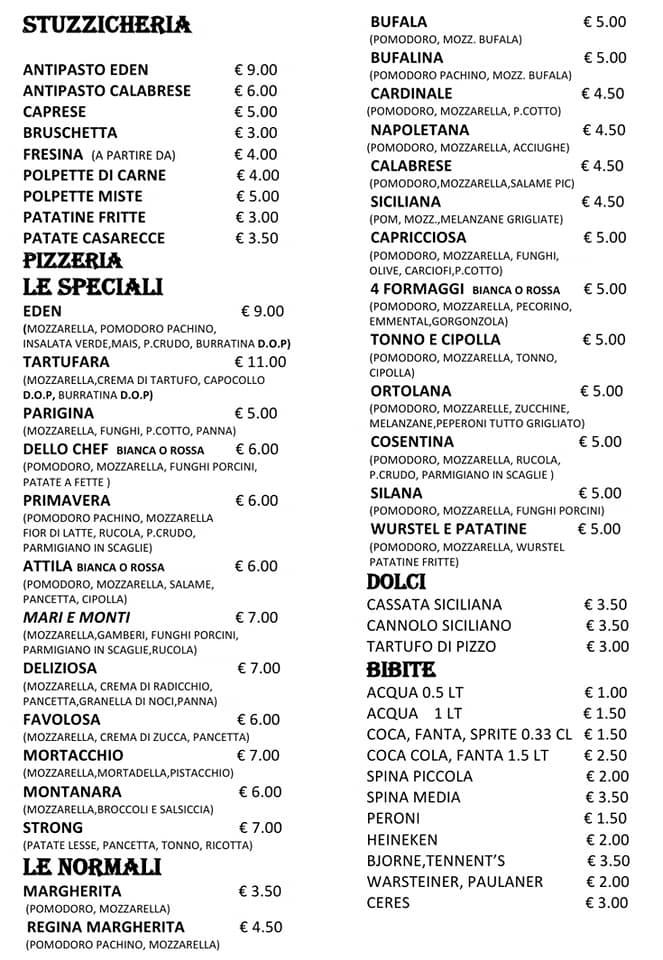 Menu di Eden Bar Cafe 