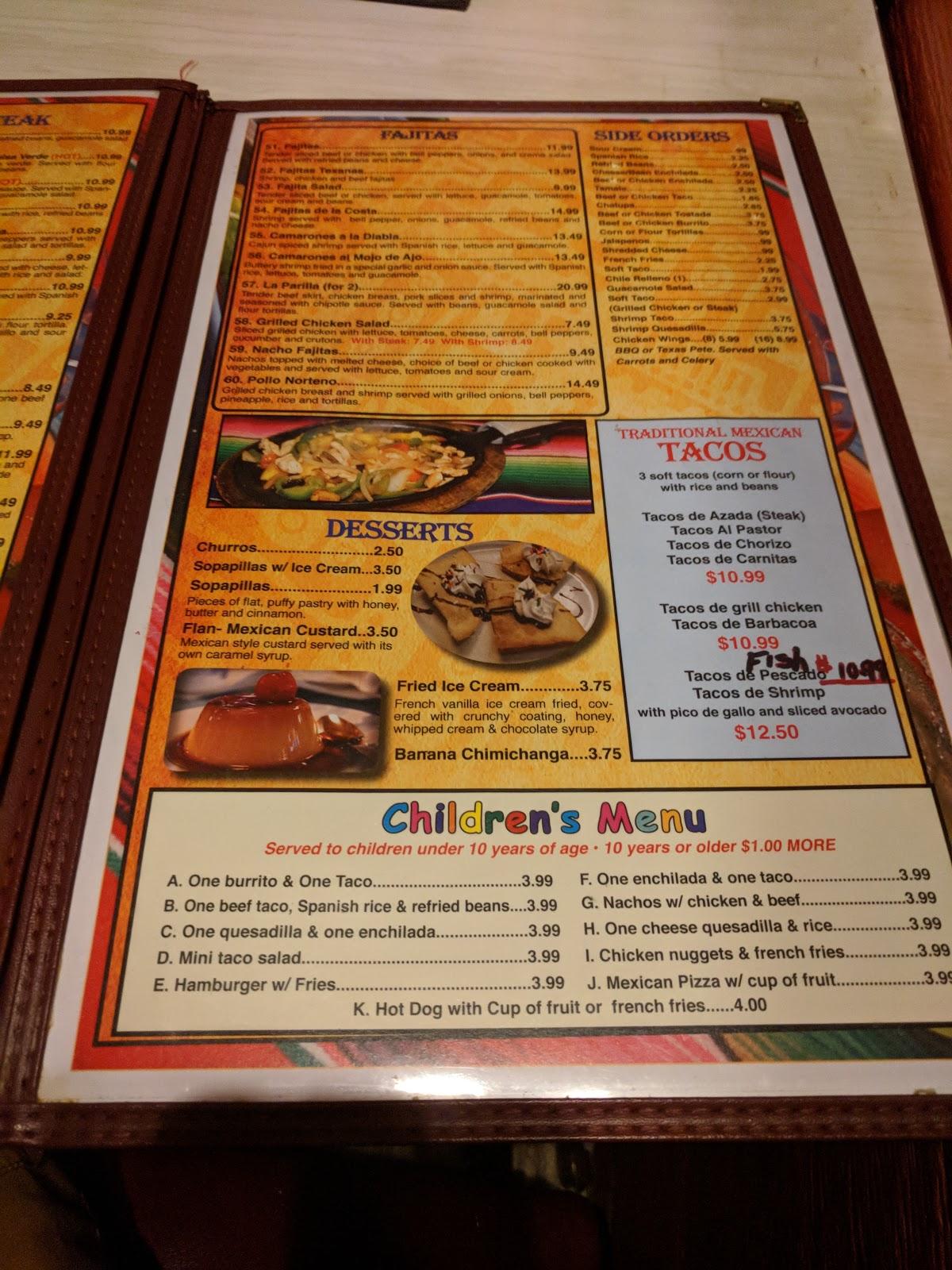 Menu at El Rio Mexican Restaurant, Creedmoor, E Lyon Station Rd B