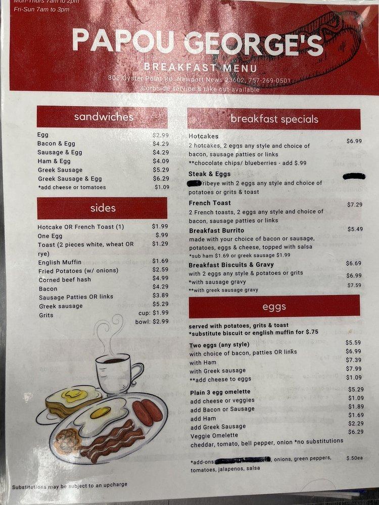 Menu at Papou Hot Dogs restaurant, Newport News
