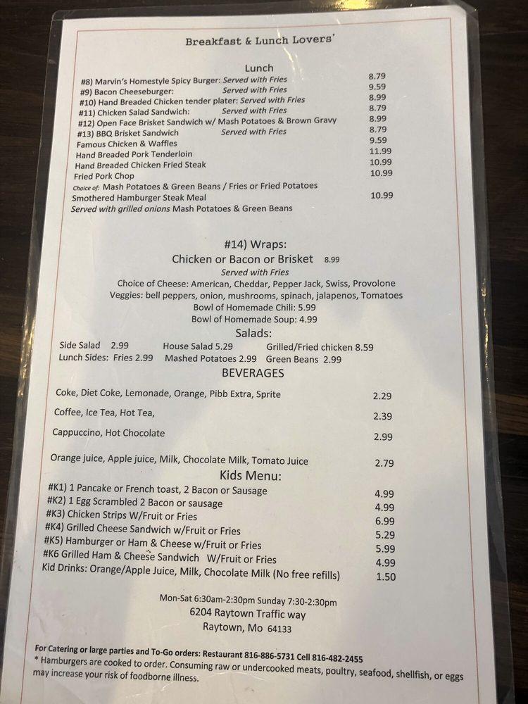 Menu at Breakfast & Lunch Lovers' desserts, Raytown