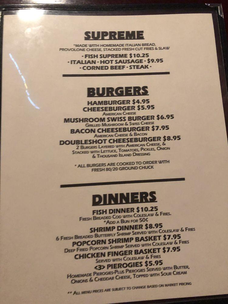 Menu at Mugshots Cafe, Pittsburgh