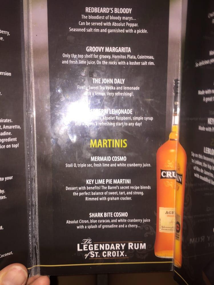 Menu at Rum Barrel, Key West
