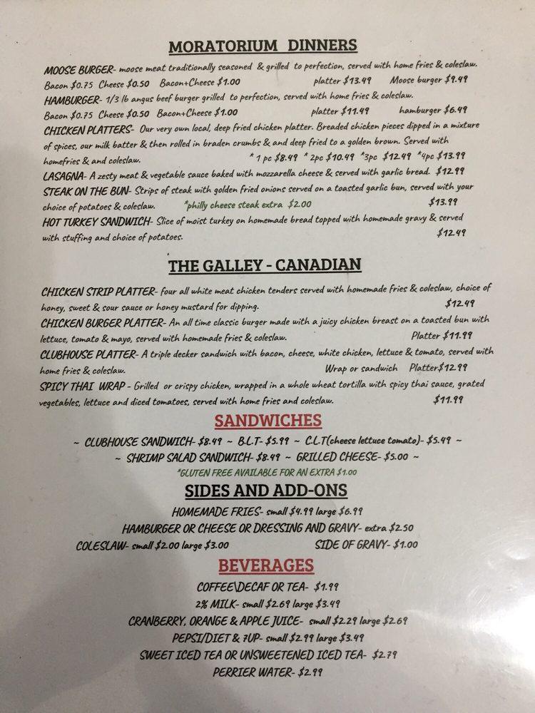 Menu at Anchor Cafe, Port au Choix, 79 Fisher St
