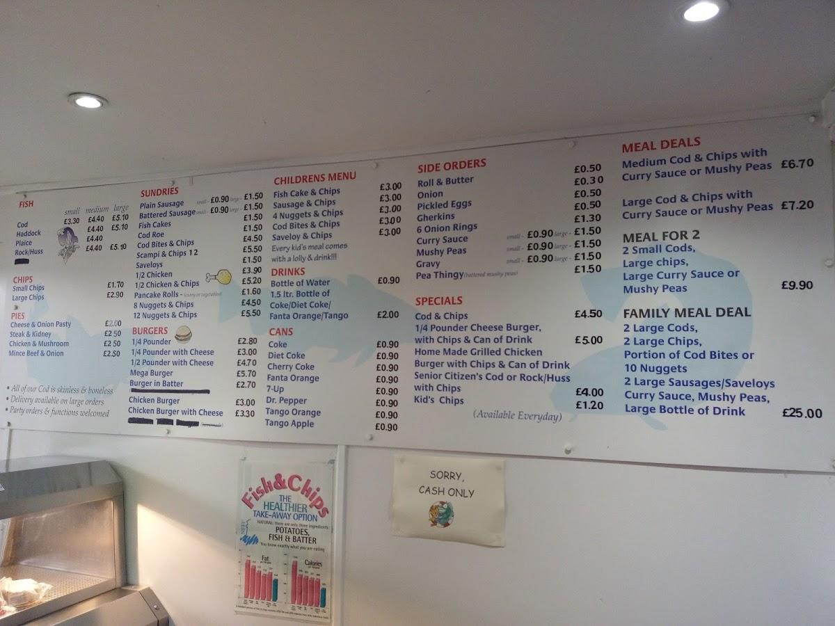 Menu at Peter’s Fish & Chips fast food, Gillingham