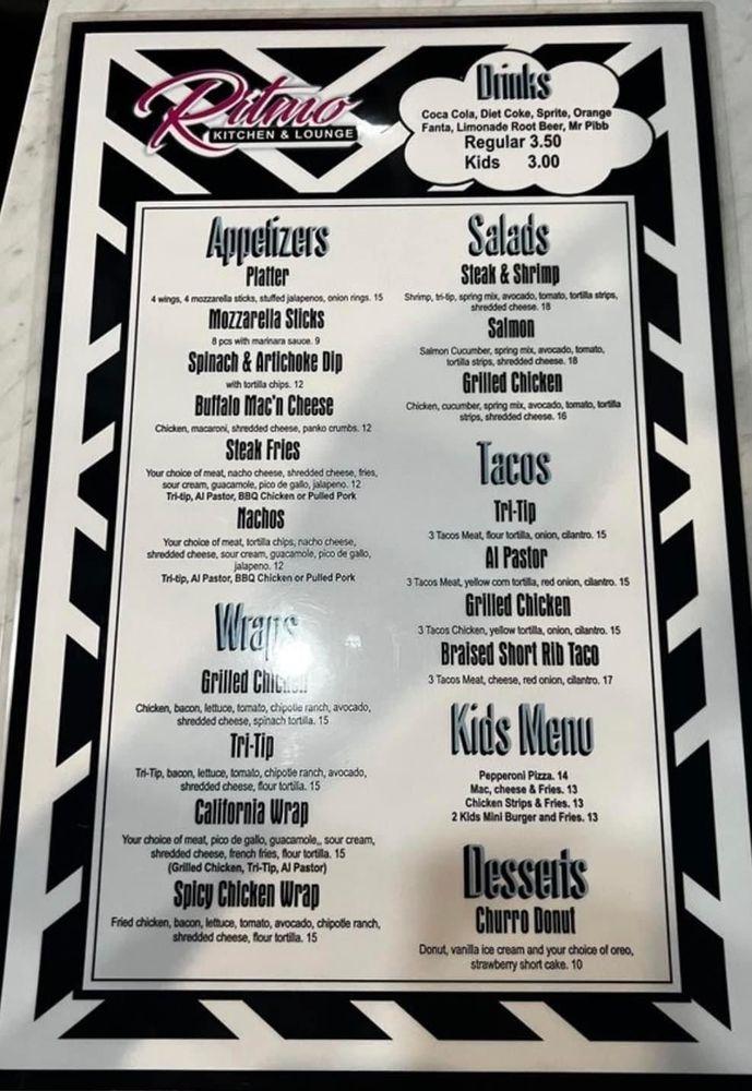 Menu at Ritmo Kitchen and Lounge restaurant, Bakersfield
