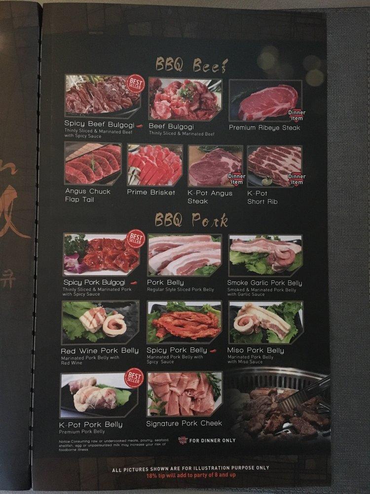 Menu at KPot Korean BBQ & Hot Pot, Rockville