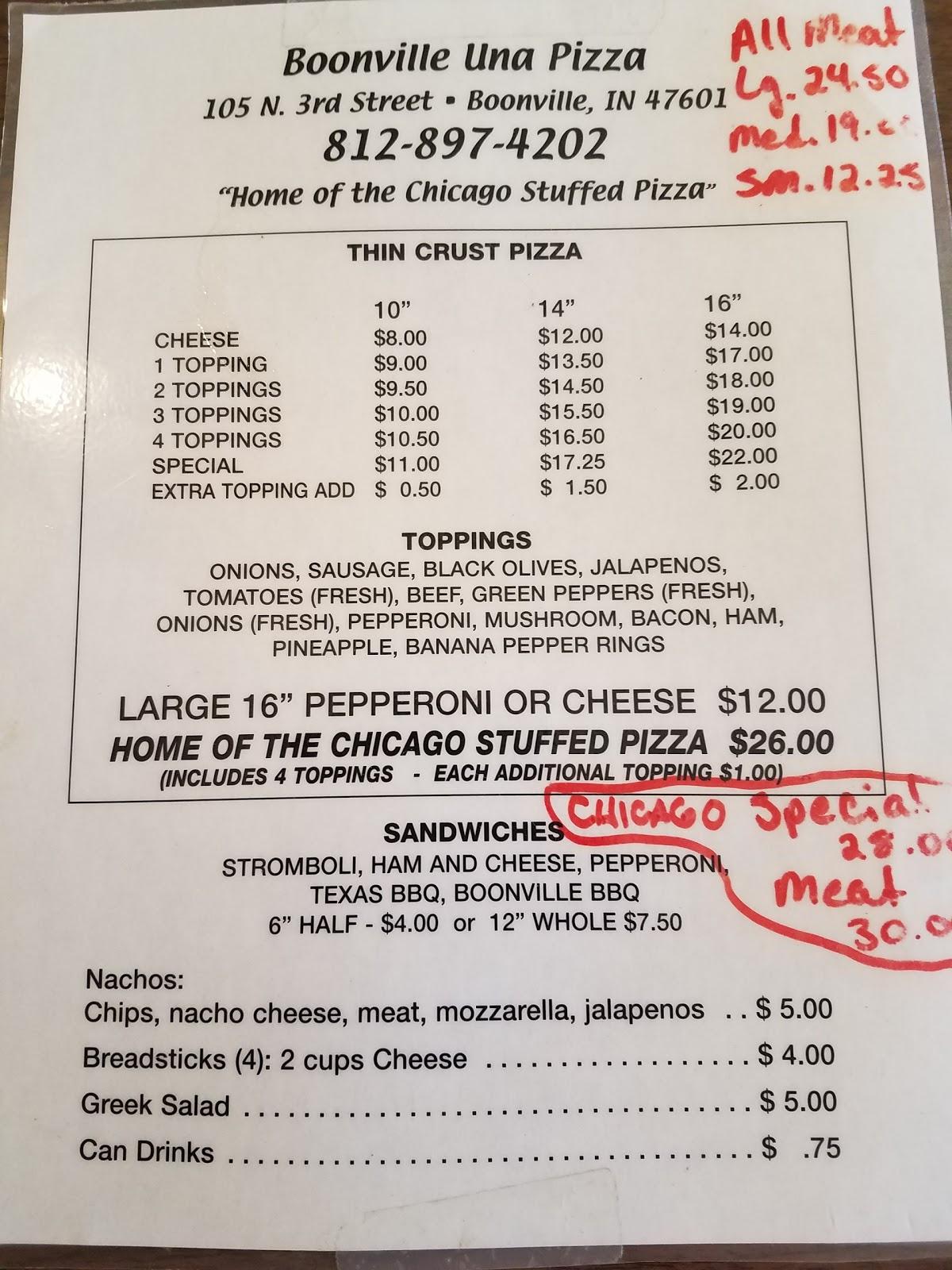 Menu at Una Pizza pizzeria, Boonville
