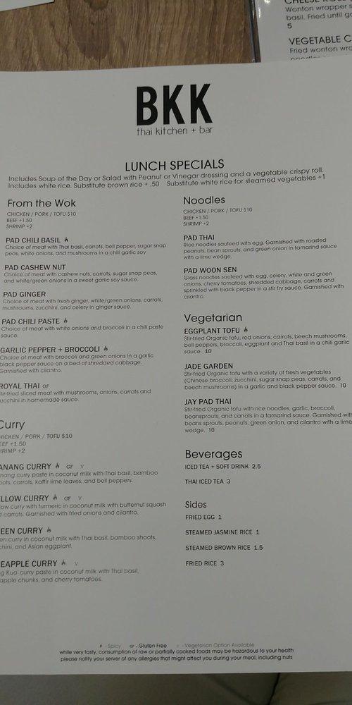 Menu at BKK thai kitchen + bar, Corpus Christi, S Alameda St UNIT 27