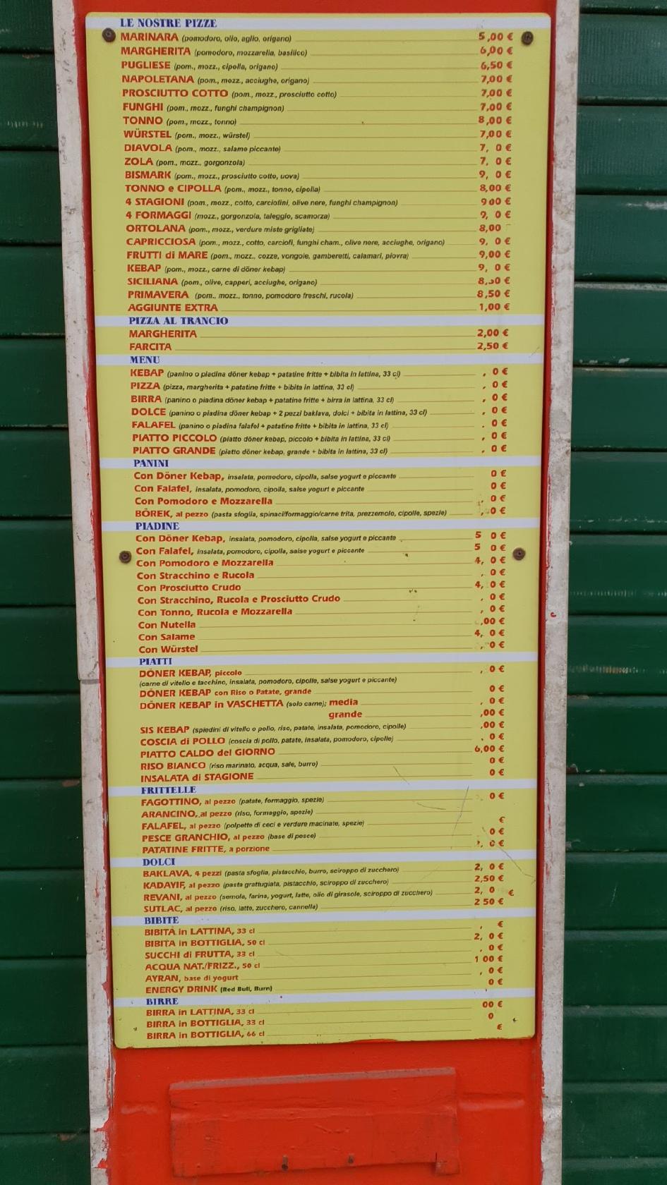 Menu di Il turc kebab- pizzw- grill 