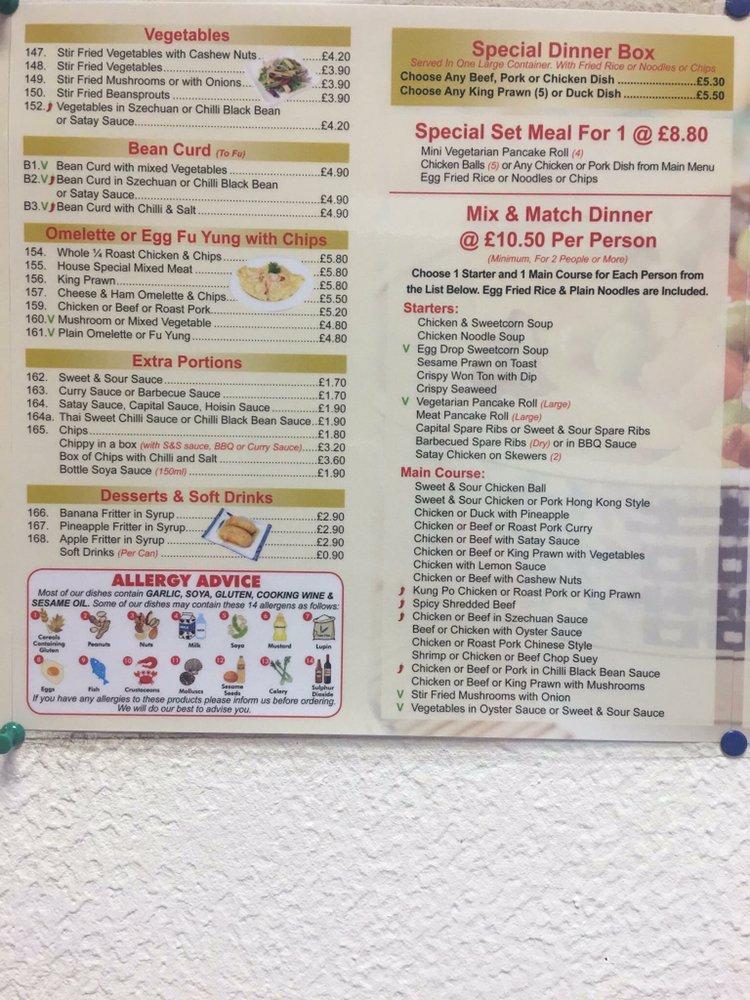 Menu at Hong Kong Kitchen restaurant, SouthendonSea