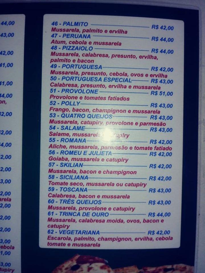Pizzaria Cally cardápio