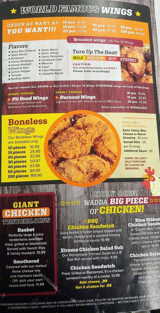 Menu at Xtreme Wings Sports Bar and Grille, Jacksonville, Atlantic Blvd