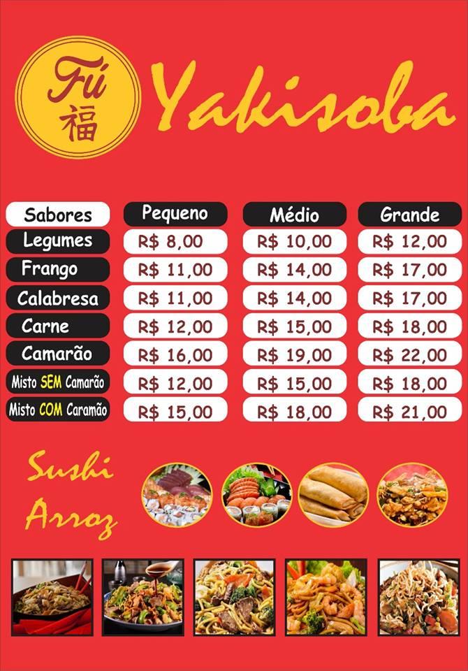 Fú Sushi e Yakisoba cardápio