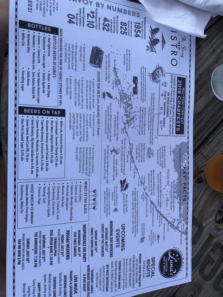 Menu at Luna's Outdoor Bar & Grill, Vineland