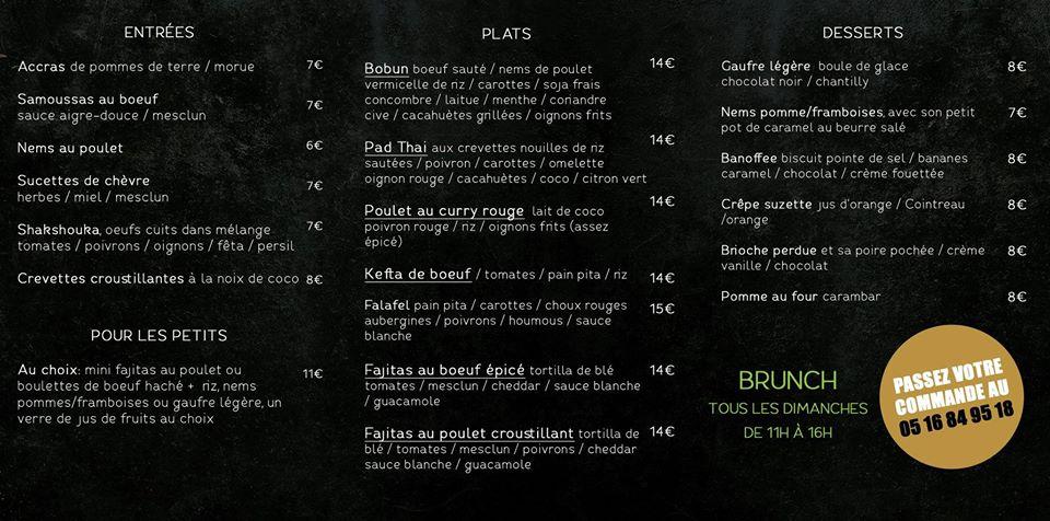 Menu at Le Bain Marie restaurant, Le Grand-Village-Plage