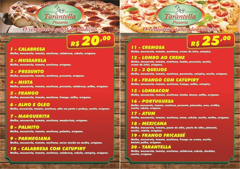 Pizzaria Tarantella cardápio