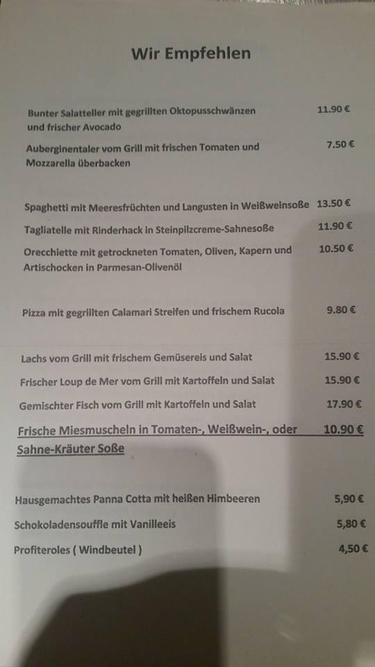 Carta de Restaurant Sale e Pepe, Osterhofen