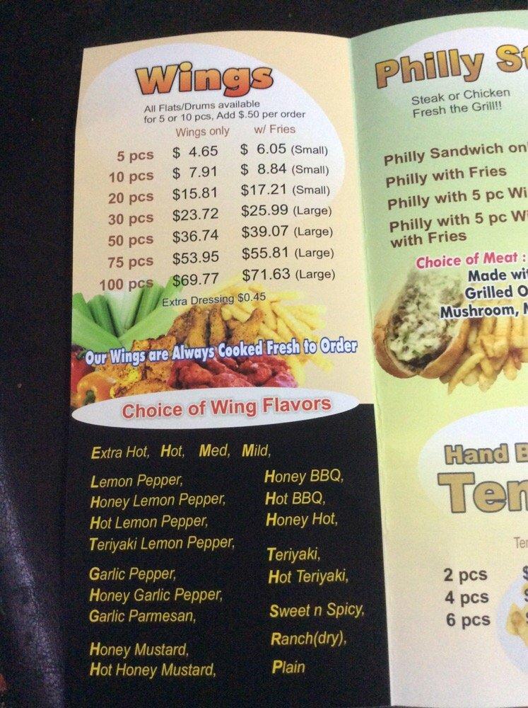 Menu At A Town Wings Restaurant Tallahassee 360 W Tharpe St