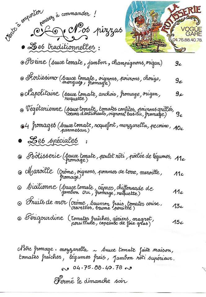 Menu At La Rotisserie Restaurant Vog Bausson