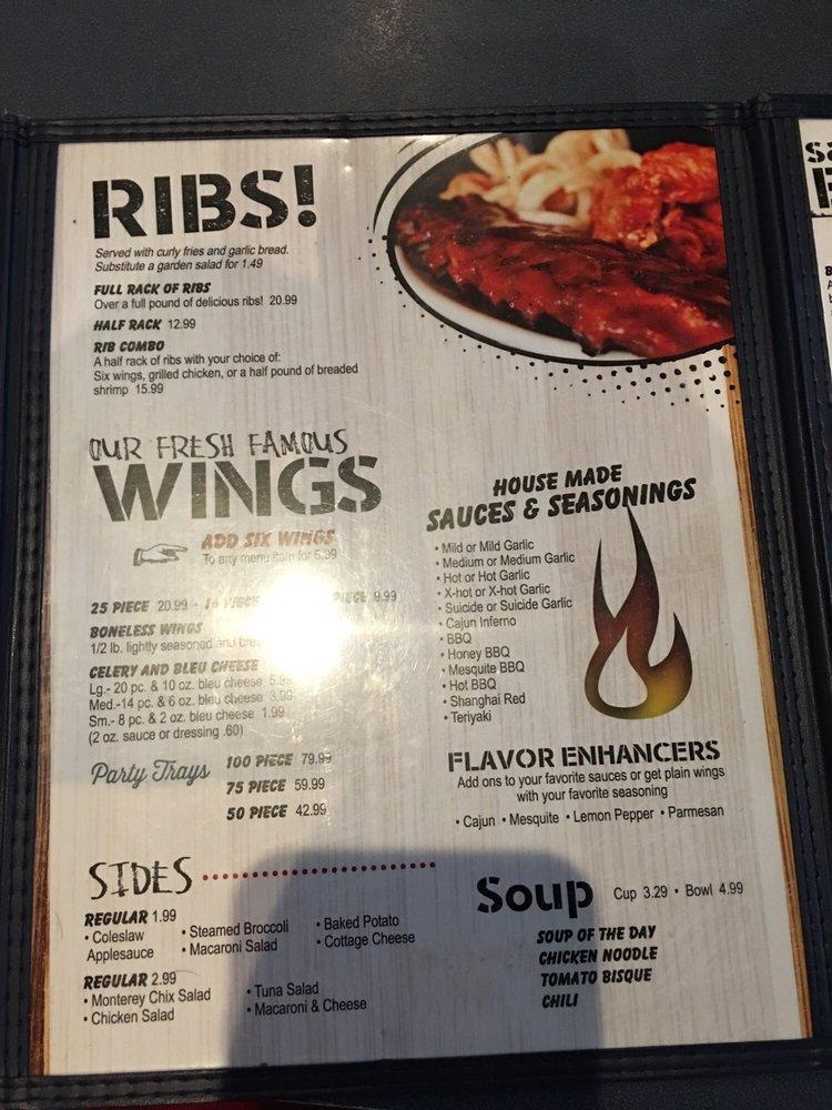 Menu at Buffalo Wings & Ribs pub & bar, Fort Wayne, W Jefferson Blvd