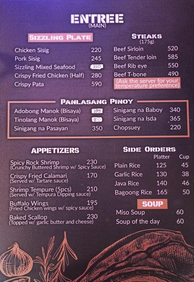 Menu at El deine Bistro restaurant, Oton