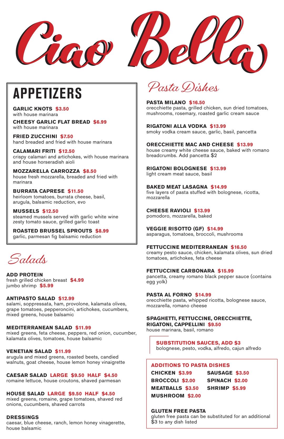 Menu At Ciao Bella Italian Restaurant Prescott Valley   Rf62 Ciao Bella Italian Restaurant Menu 2023 01 