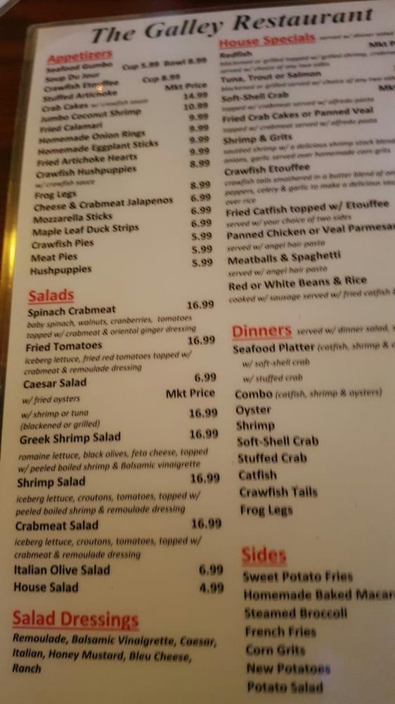 Menu at The Galley Seafood restaurant, Metairie, Metairie Rd