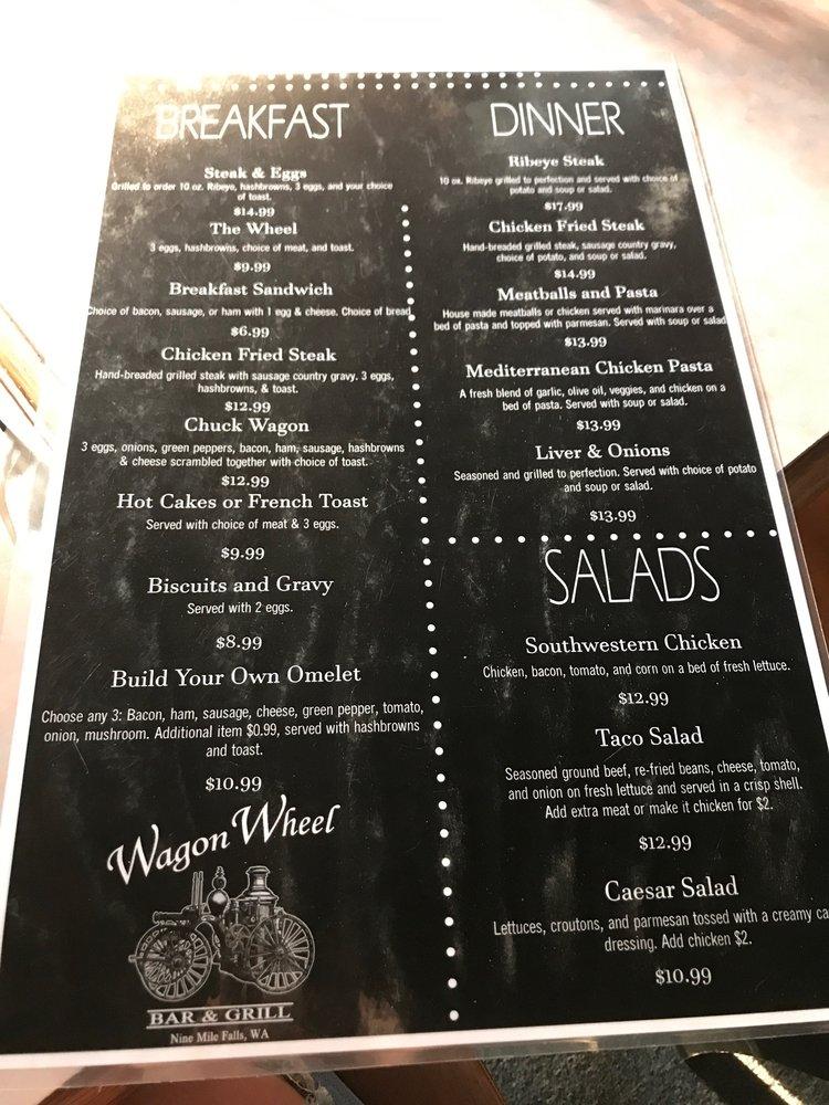 Menu at Wagon Wheel Bar & Grill, Nine Mile Falls