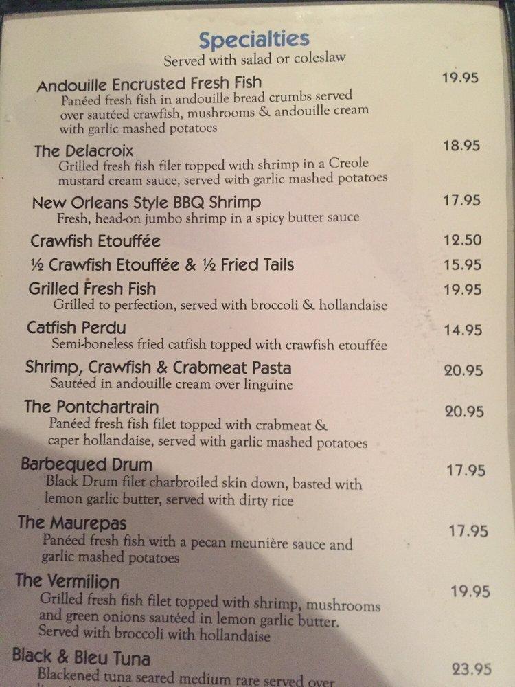 Menu at Parrain's Seafood Restaurant, Baton Rouge
