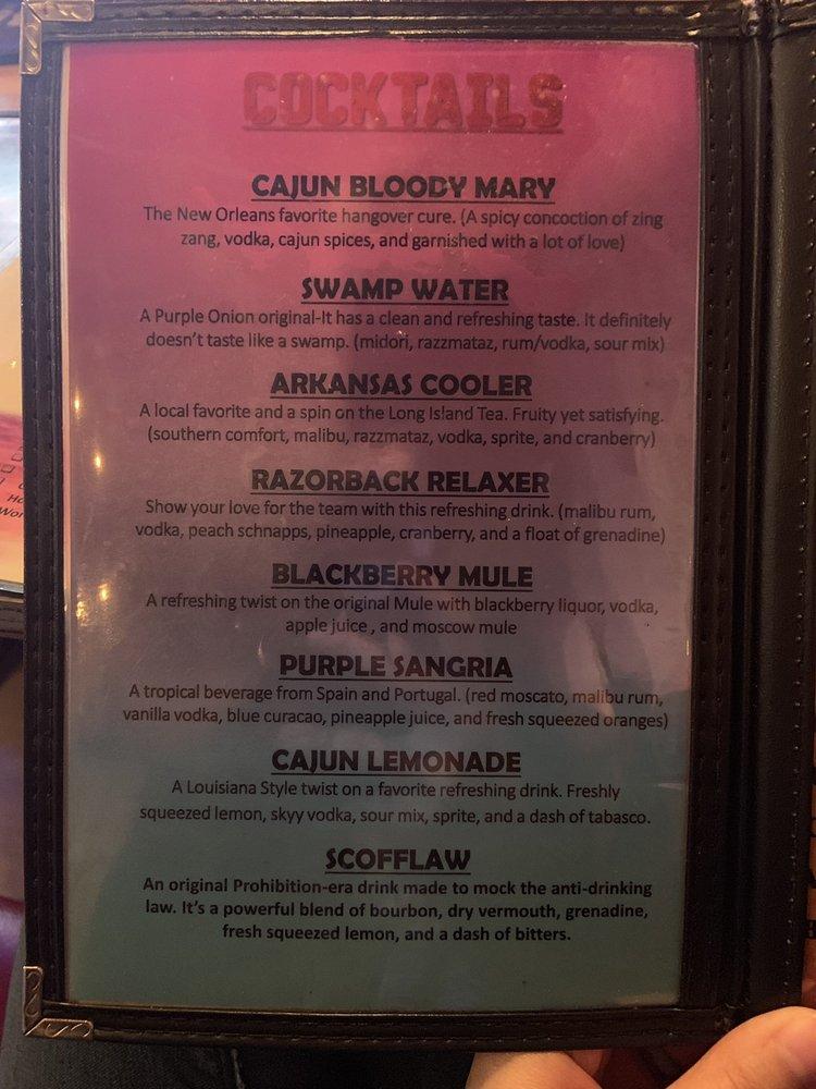Menu at Purple Onion restaurant, Cabot, S Pine St