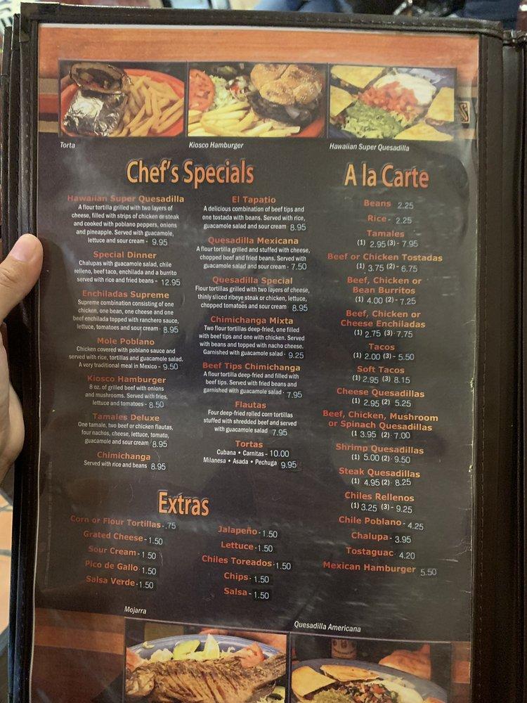 Menu at El Kiosco Mexican Restaurant, Grovetown