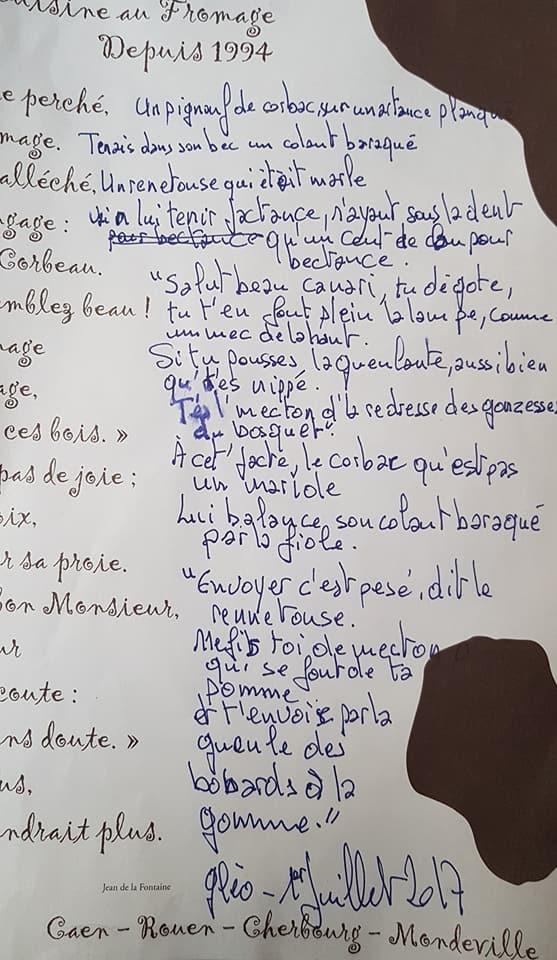 Menu de Maître Corbeau