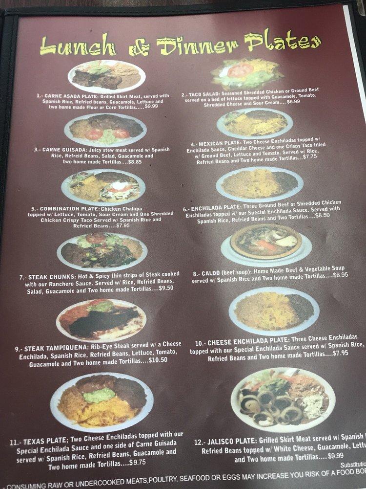 Menu at Taqueria El Charro De Jalisco restaurant, San Antonio, 150