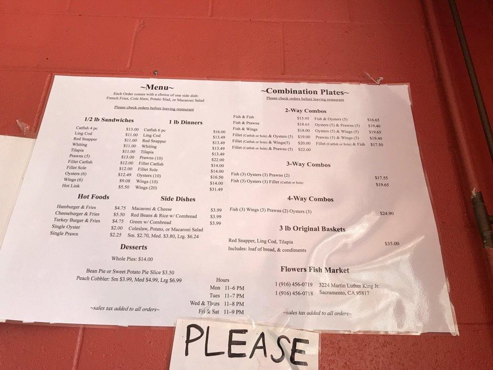 Menu at Flowers Fish Market & Restaurant, Sacramento