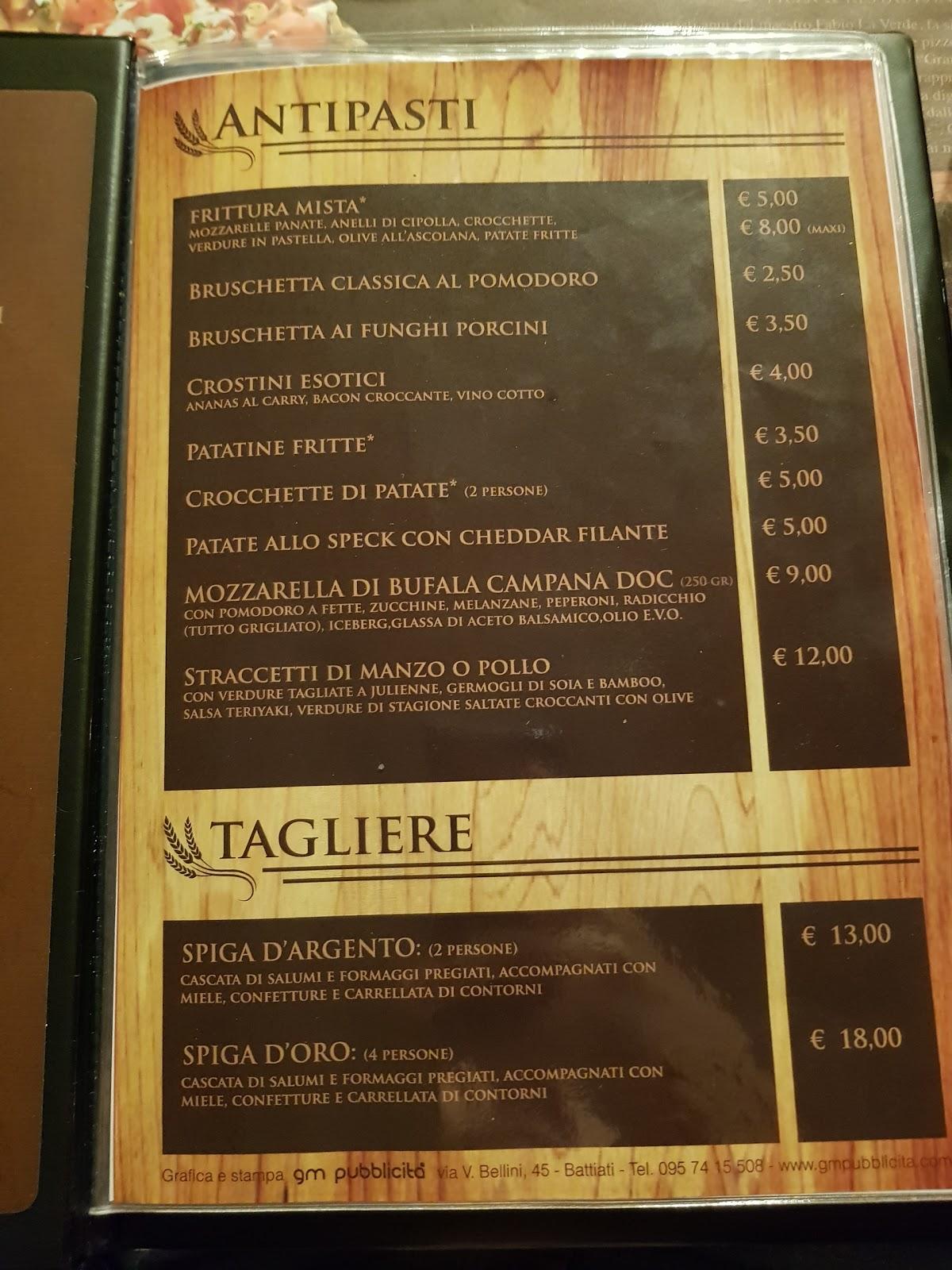 Menu Da Al Grano Antico Pizza Restaurant Gourmet Nicolosi