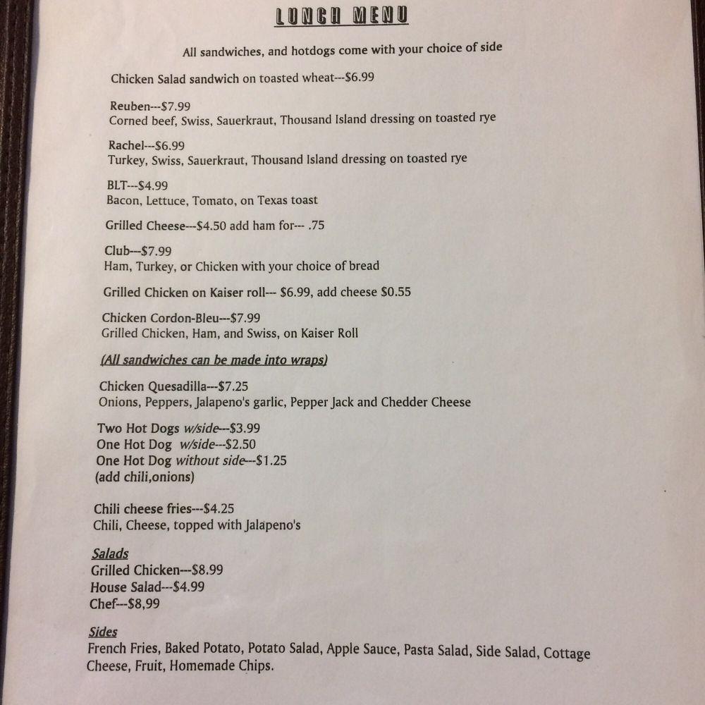 Menu at The Lunch Box restaurant, Elkins