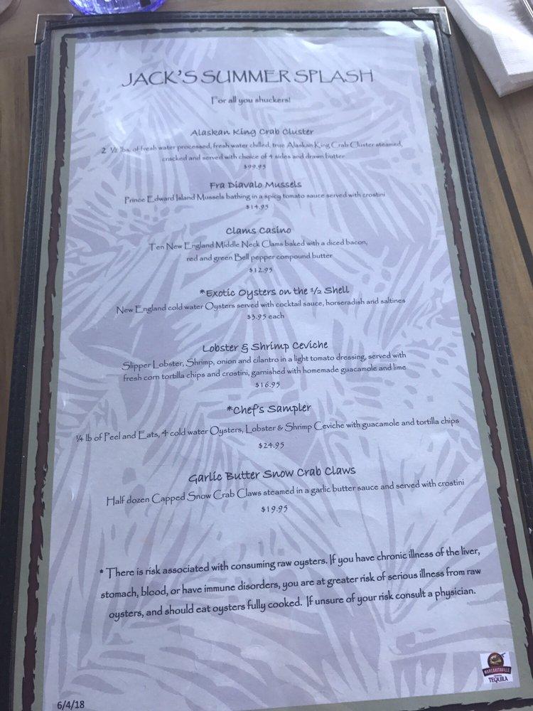 Menu at Coconut Jack's Waterfront Grille restaurant, Bonita Springs