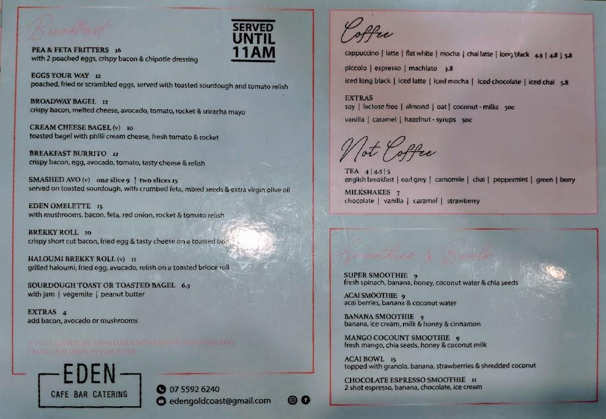 eden kitchen and bar menu