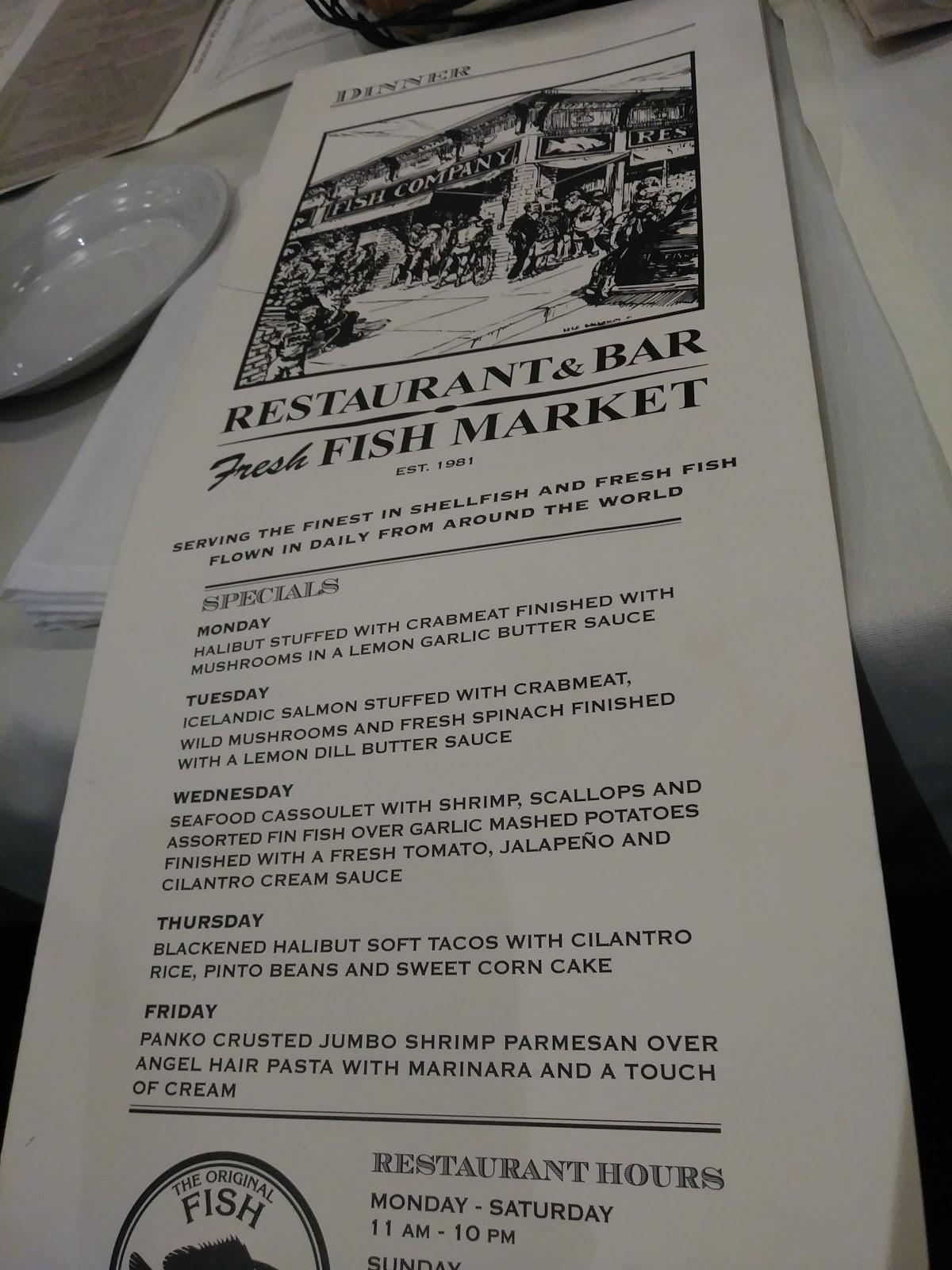 Menu at Original Fish Co. restaurant, Los Alamitos