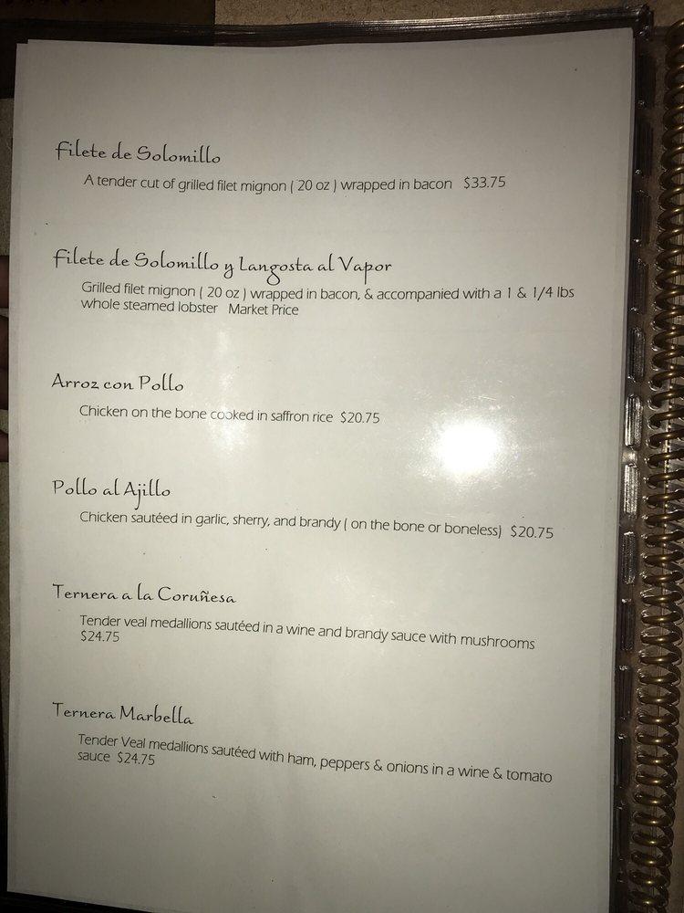 Spanish Tavern Menu With Prices Pdf