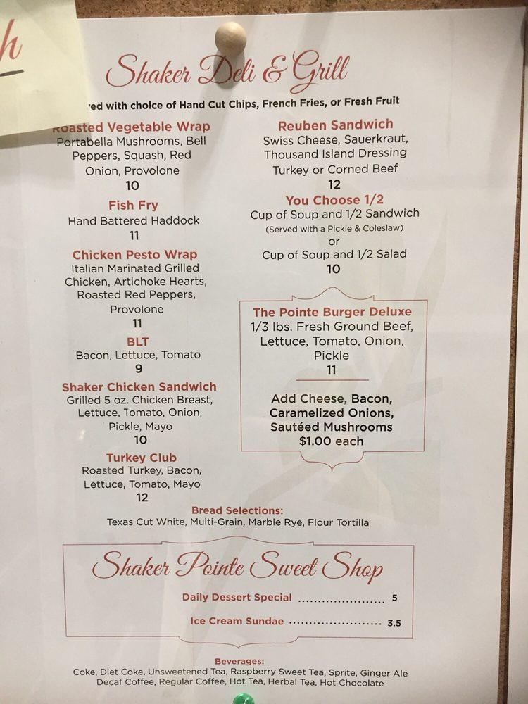 Menu at The Restaurant At The Pointe, Watervliet