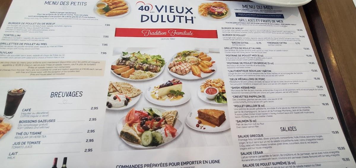 Menu au Restaurant Au Vieux Duluth, Saint-Jérôme