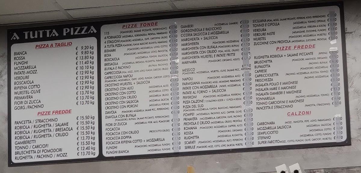 Menu di A Tutta Pizza 