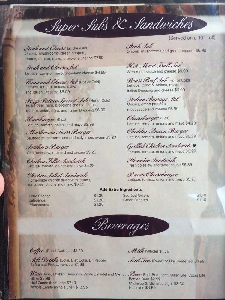 Menu at Pizza Palace Italian Restaurant, Fayetteville